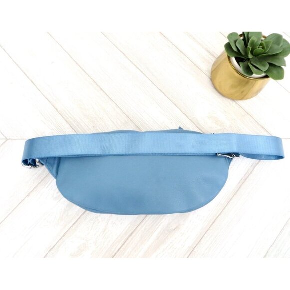 NEW! Aimee Kestenberg 100% Leather Milan Bum Bag Ice Breaker Blue - Picture 2 of 6